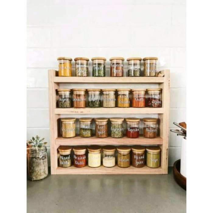 Rak Botol - Rak Kayu Serbaguna Tempat Bumbu Susun Botol Rak Toples Mini Rak Kayu J