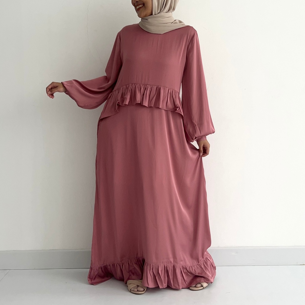 Camilla Dress / Dress Satin Silk / Dress Satin Ruffle / Gamis Satin Silk