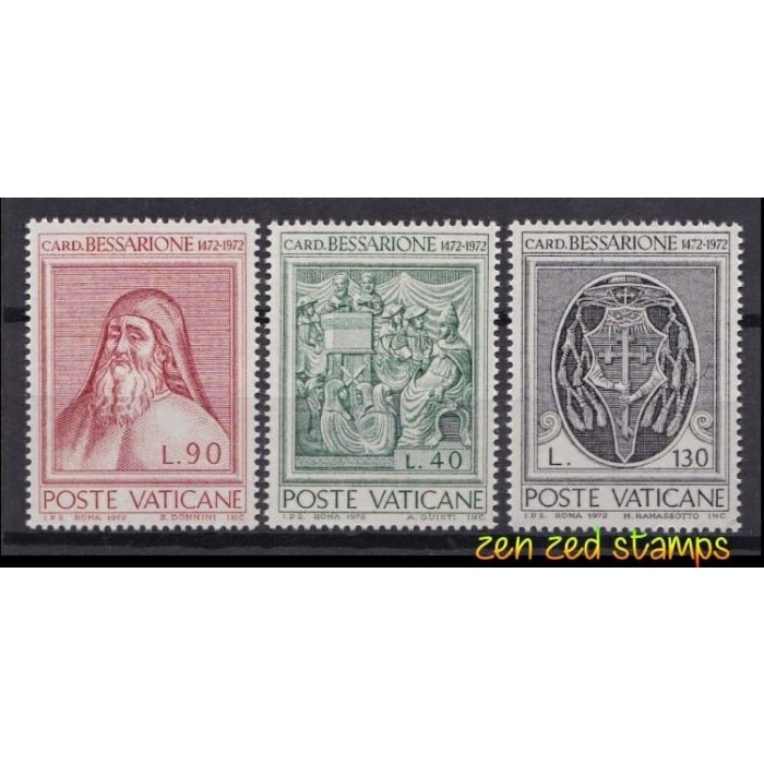 

0407 Perangko Vatican City 1972 Bessarione 3v Mnh
