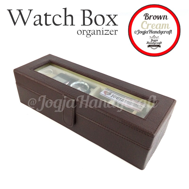 Brown Creaml Watch Box / Kotak Tempat Jam Tangan Isi 6