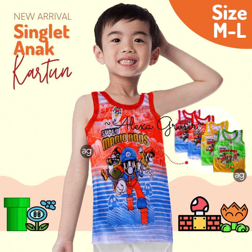 Singlet Anak Unisex Motif Kartun MR 1-3 tahun - alexagrosir