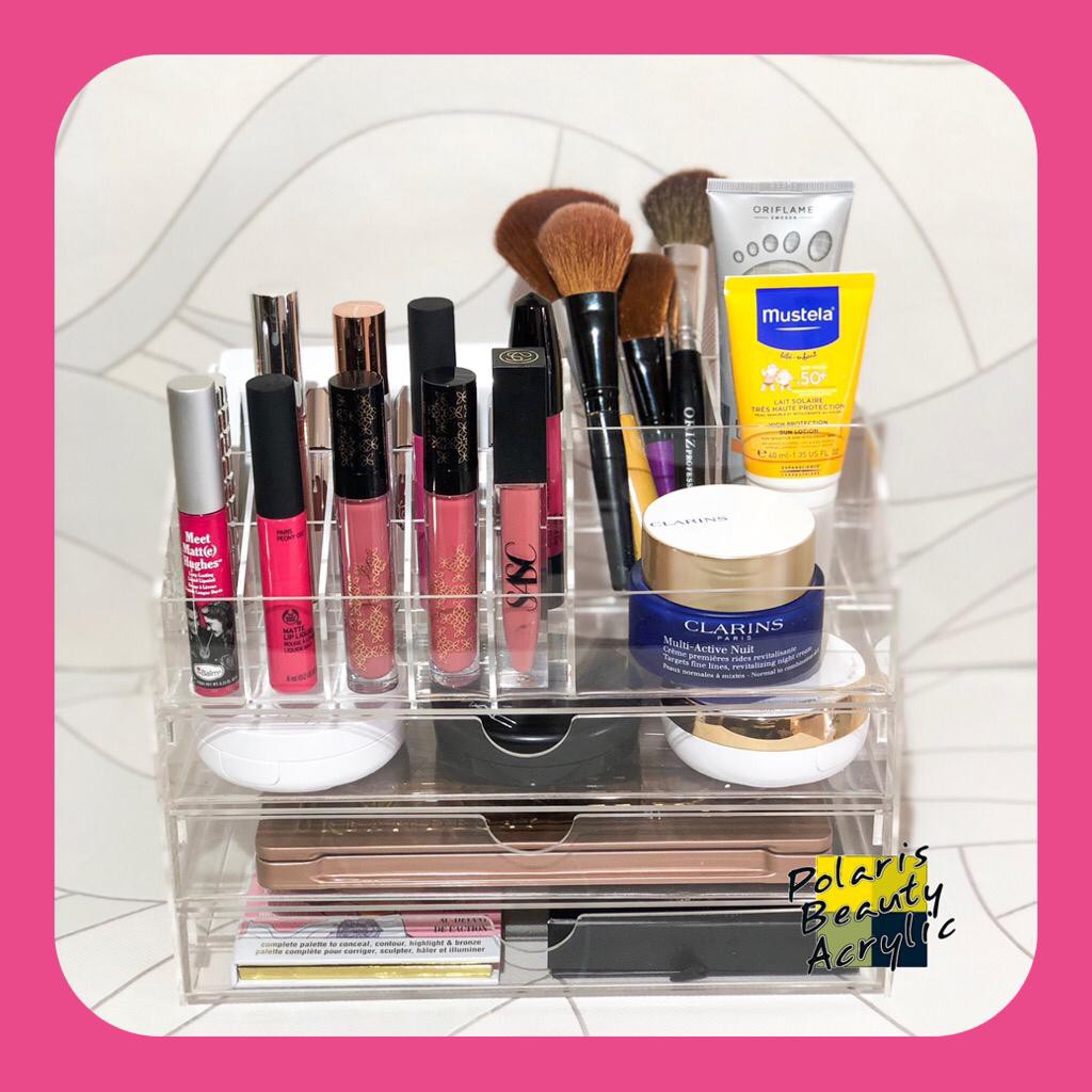 RAK KOSMETIK ACRYLIC-TEMPAT MAKEUP AKRILIK-BEAUTY CASE AKRILIK-HOTTIE