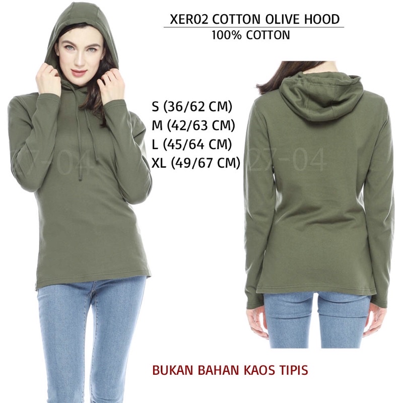 Hoodie Wanita Lengan Panjang Casual Polos Cotton (XER02)-1