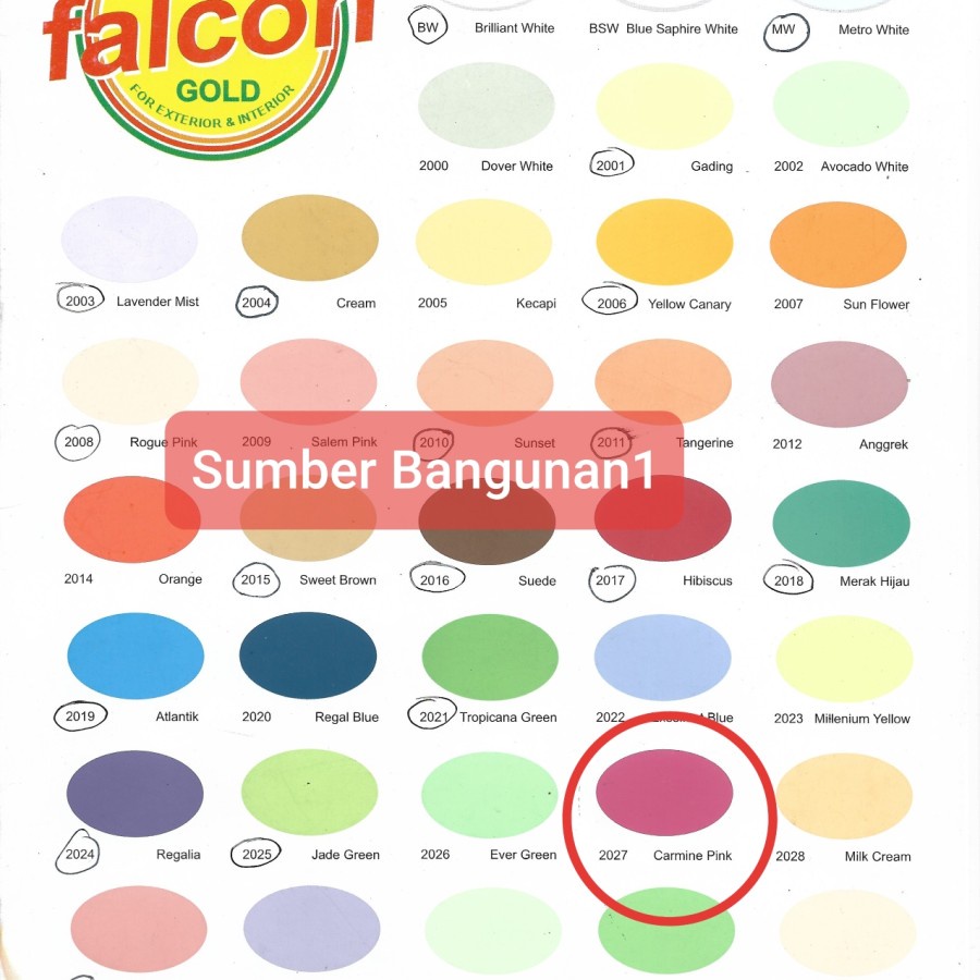 Falcon Gold 2069 Porcelain Blue 5kg cat tembok dinding triplek