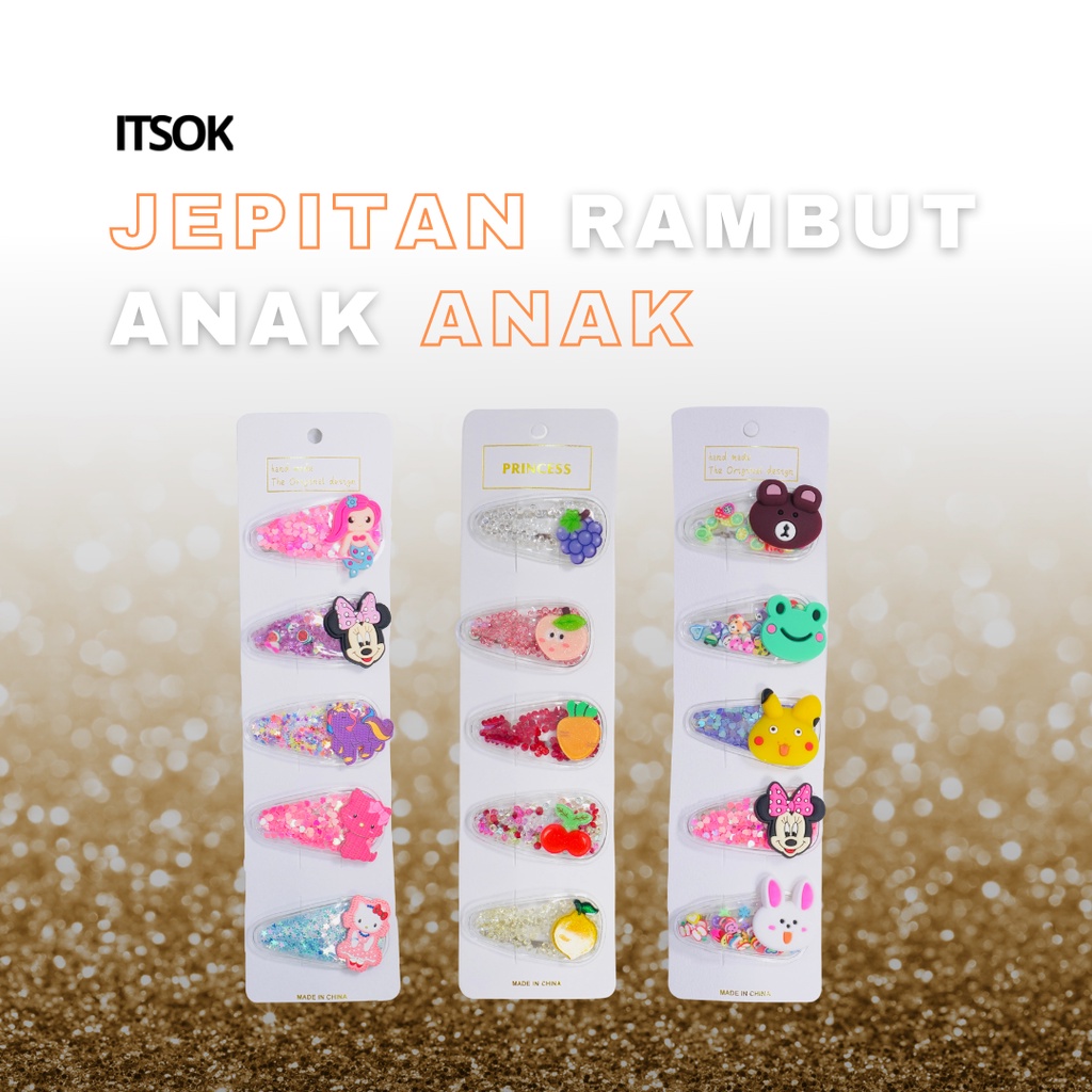 ITSOK JEPITAN RAMBUT ANAK 1 SET 5 PCS  / JEPIT RAMBUT KOREA / JEPITAN LUCU / JEPITAN IMPORT