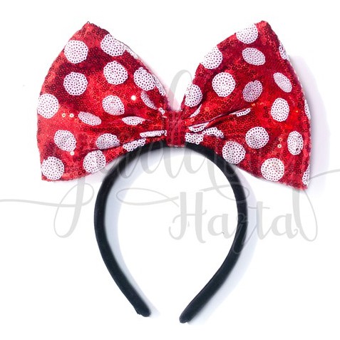 Bando Big Shinning Polkadot Ribbon Bandana Pita Merah GH 201969