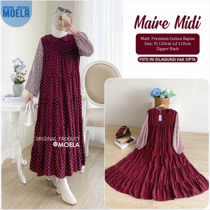 O.K - BAJU MUSLIM WANITA || MIDI DRESS KOREAN FASHION STYLE || MIDI DRESS BRANDED || MIDI DEESS LD 1