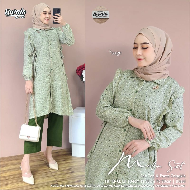 Uwais Hijab Melin Set | setelan wanita muslimah melin set original berlabel uwais hijab solo