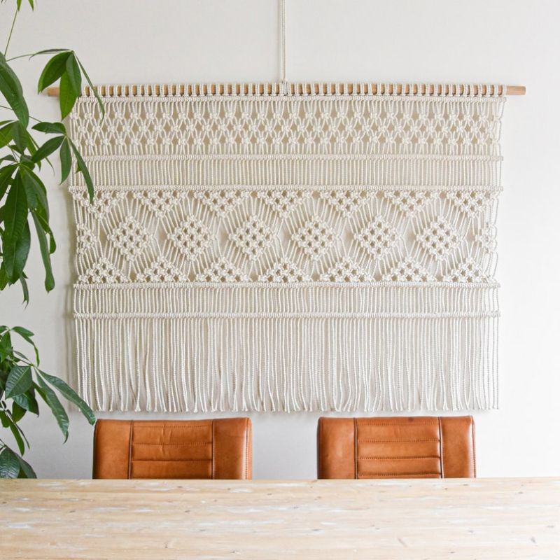 Big Modern Macrame Wallhanging Makrame Hiasan Dinding Ruang Tamu Ukuran Besar Desain Modern Aestheti