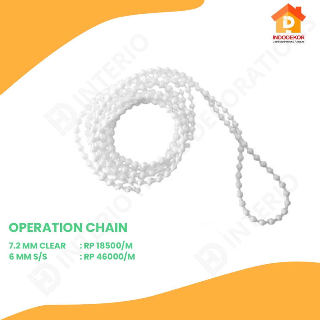 Operation Chain Tali Rantai Manik Tarikan Tirai Gulung Roller Blind