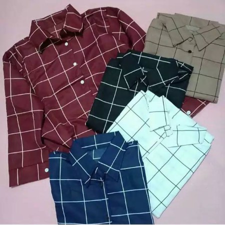 GRIDA TOP - KEMEJA MOTIF KOTAK - creap