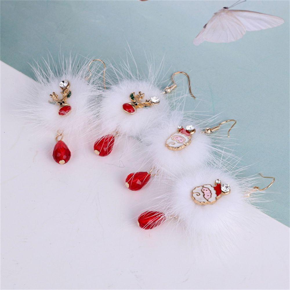 R-flower Hook Earrings Fashion Snowflake Tema Natal Santa Claus Perhiasan Anting Natal