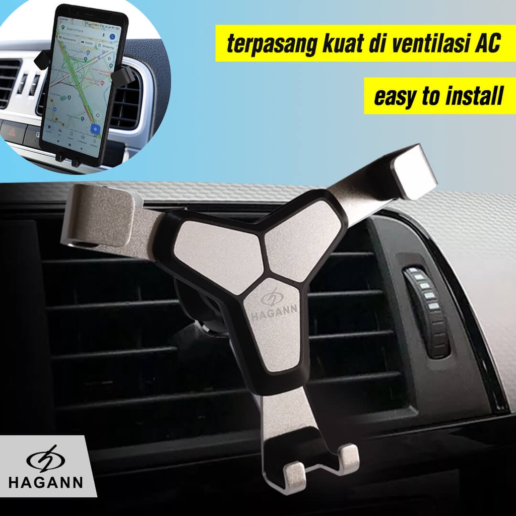 HAGANN CHO-1102 Holder HP Mobil AC | Gravity Car Phone Stand Jepit | Tempat HP Di Mobil – Garansi 1 Tahun