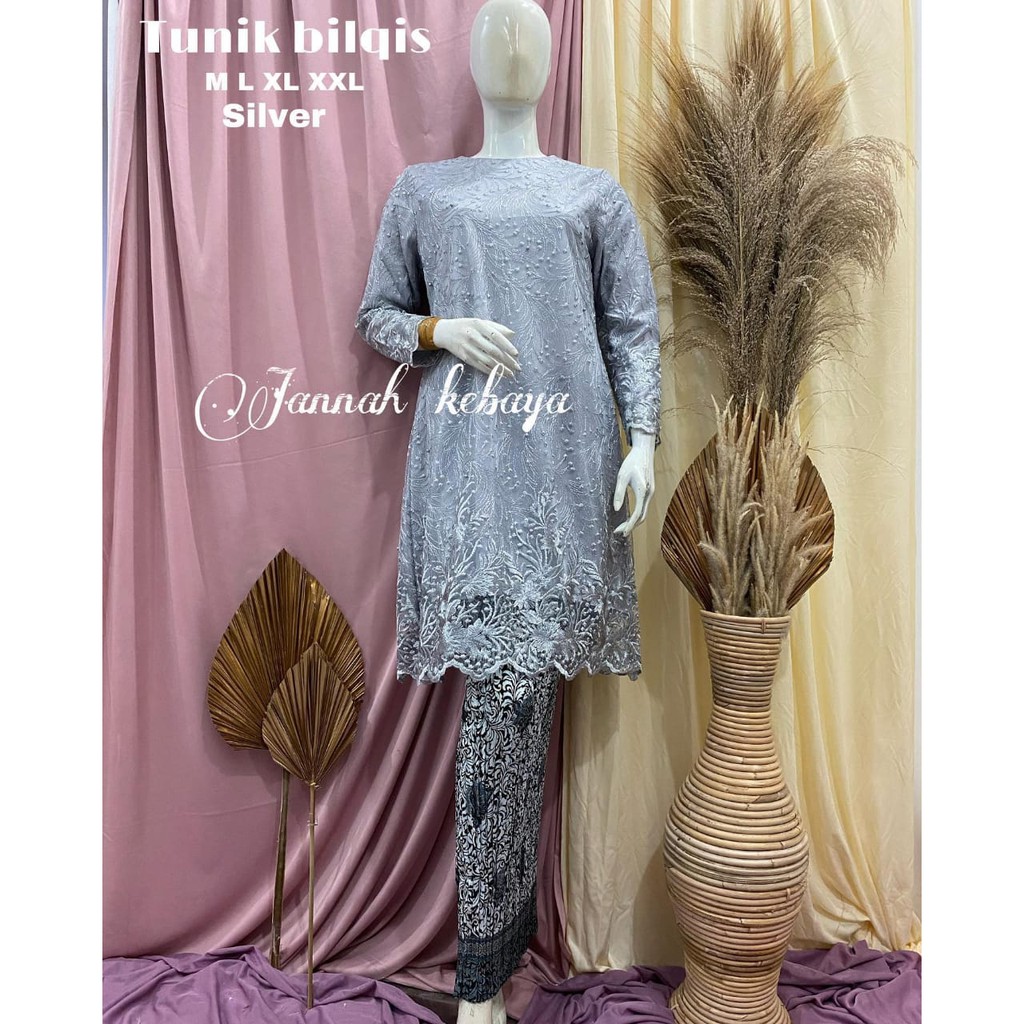 PROMO SET TUNIK TULLE BORDIR BILQIS / SET TUNIK TULLE PESTA