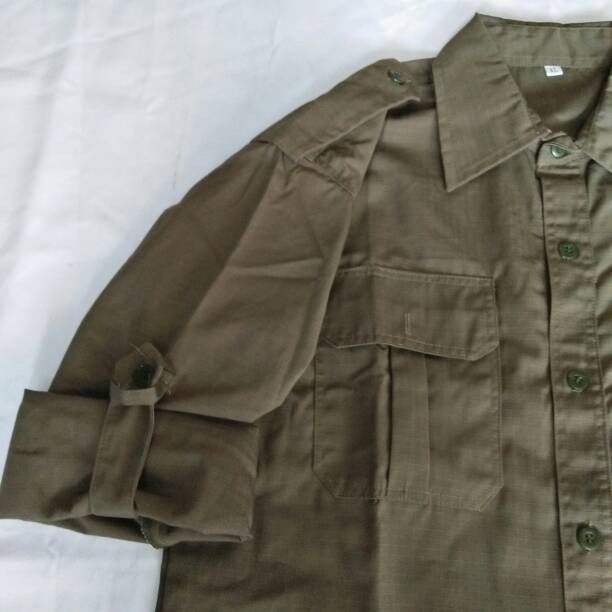 kemeja panjang/long sleeve pdl/outdoor green ode/olive ripstop cotton