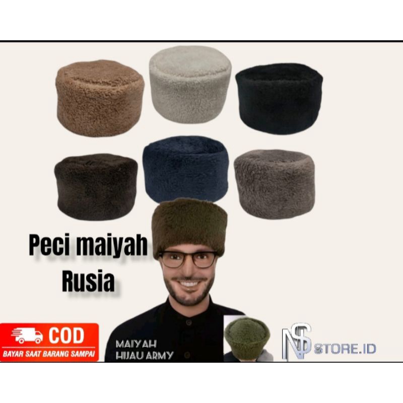 (Cod) ✅Peci bulu Rusia maiyah/kopiyah dewasa/peci maiyah bulu habib Bahar caknun/peci sholat kekinia