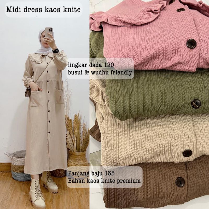 midi dress kaos knite import