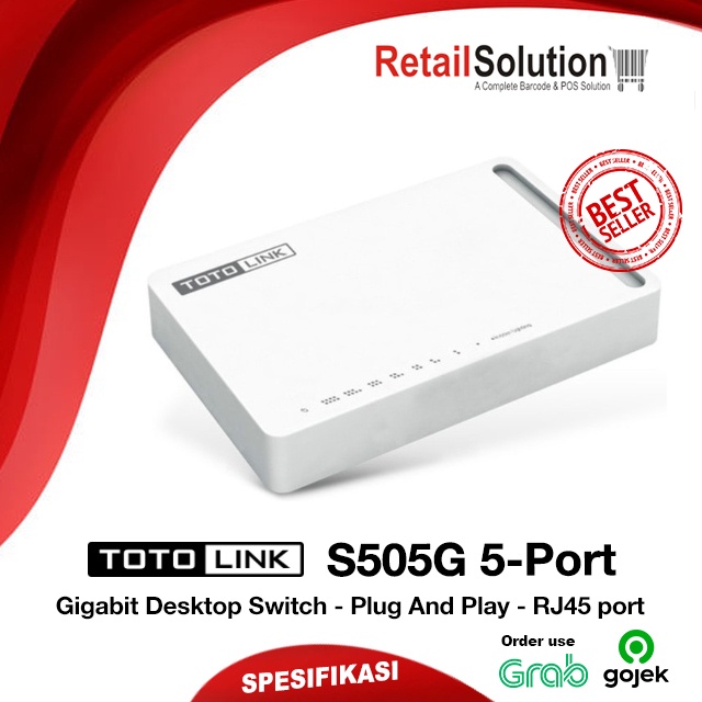 Desktop Switch Gigabit 5 Port Auto - TOTOLINK S505G Garansi Resmi