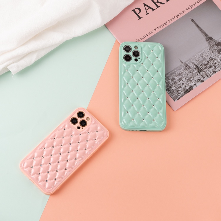 Geometric Glitter Diamond Phone Case for iPhone 11 12 Pro Max 12 X XS Max 8 7 Plus XR 11 Pro Glitter Leather Texture Back Cover