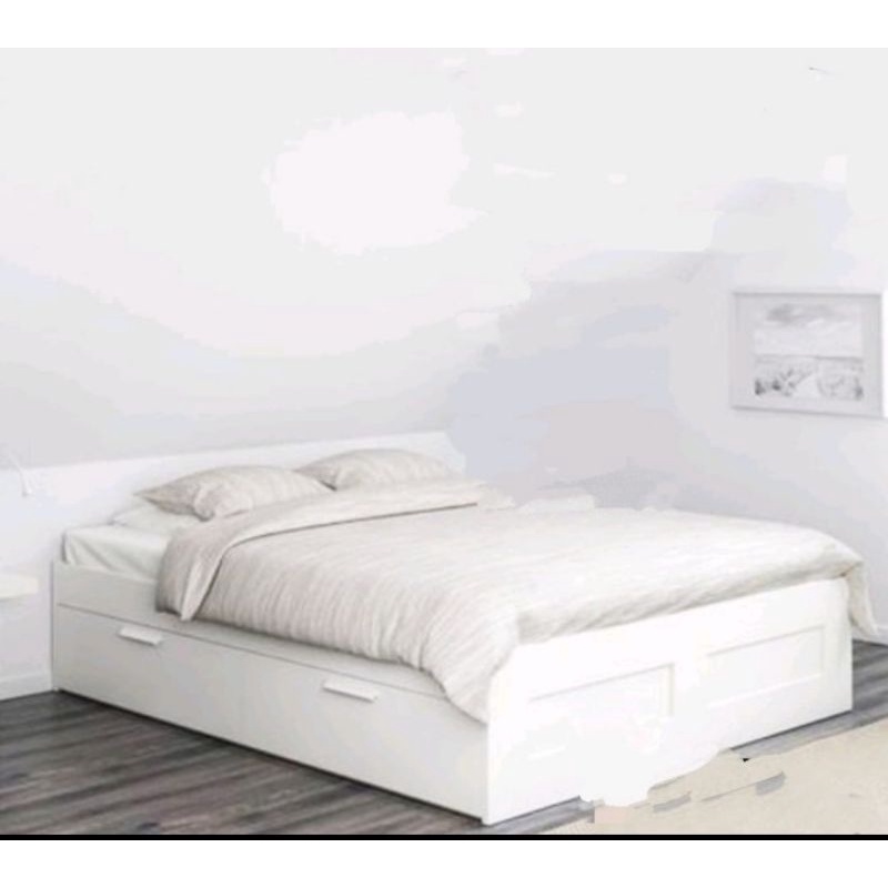 Jual DIPAN MINIMALIS KAYU JATI 160x200 FINISHING PUTIH Shopee Indonesia