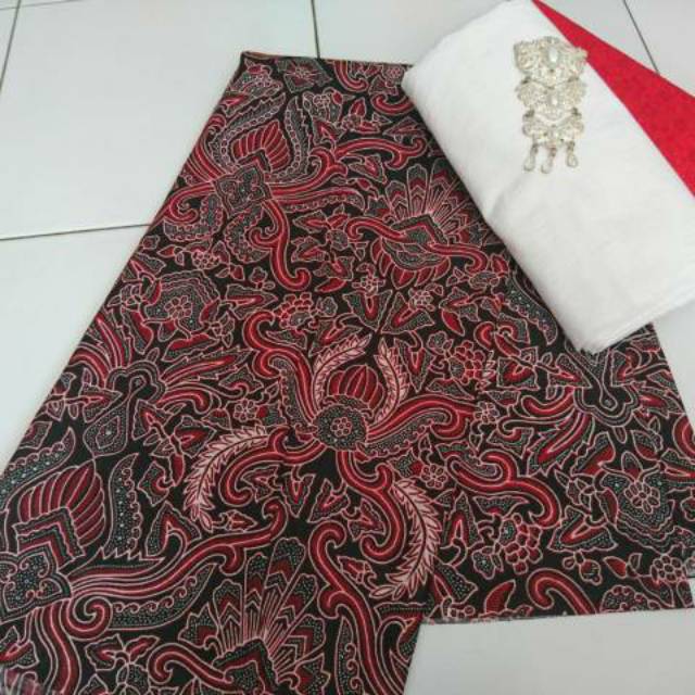 SBY KAIN BATIK MOTIF CIREBON MERAH EMBOS BATIK ASLI PEKALONGAN / BATIK ORI PEKALONGAN