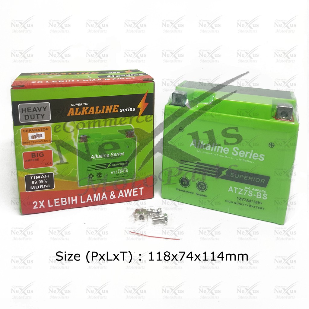 Aki Motor ALKALINE ATZ7S-BS GTZ7S YTZ6V / 12V 7A Vario CBR Beat Satria FU