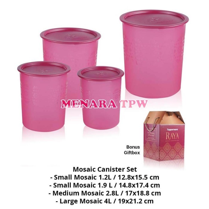 Tupperware Mosaic Canister Set 4Pcs [A02] Raya Mosaic