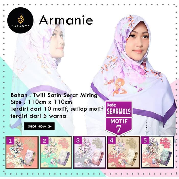 Jilbab Segiempat Dafanya Armanie Satin Motif 7 Hijab Scraf