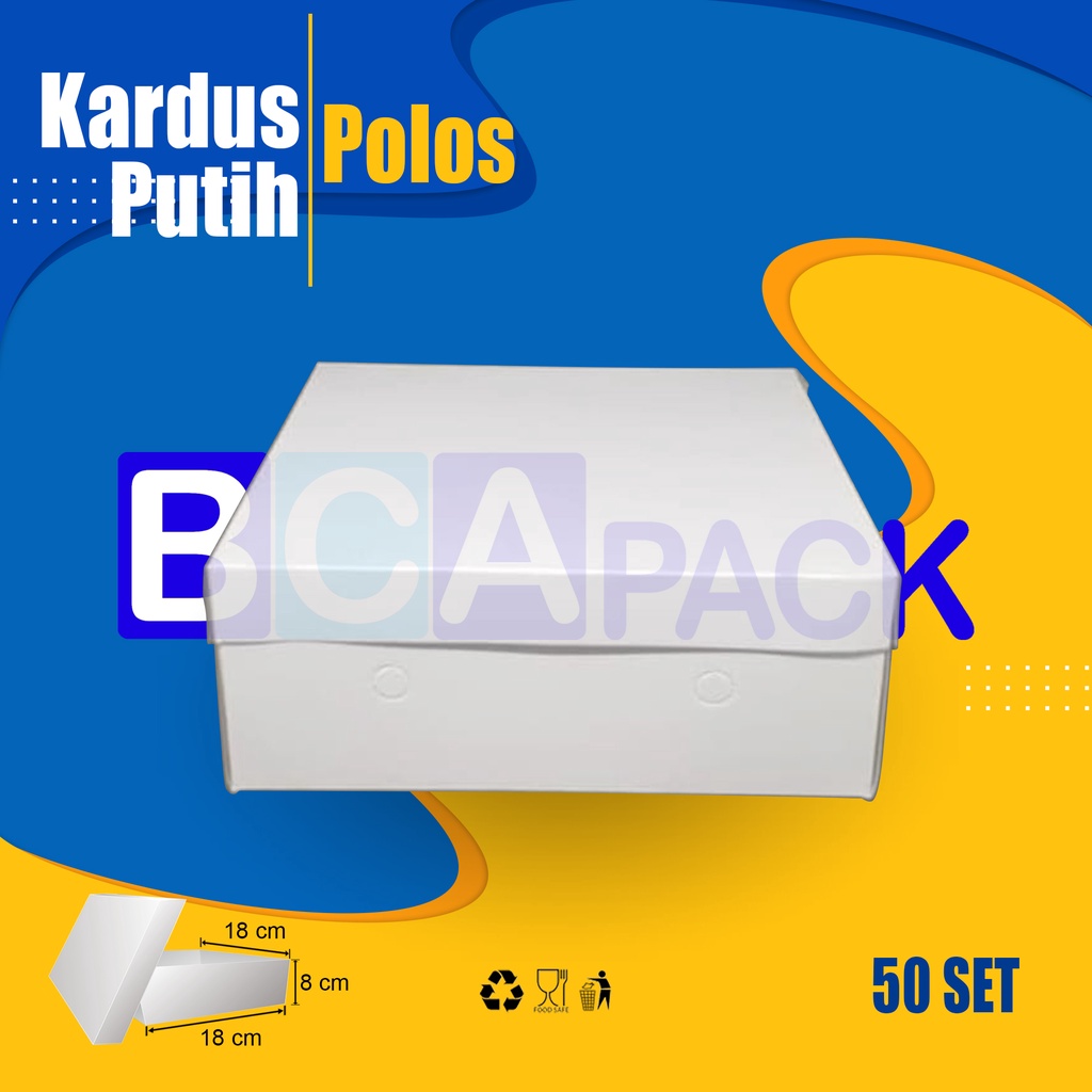 

KARDUS PUTIH POLOS 18 X 18 CM - DUS KOTAK MAKAN ISI 50 SET