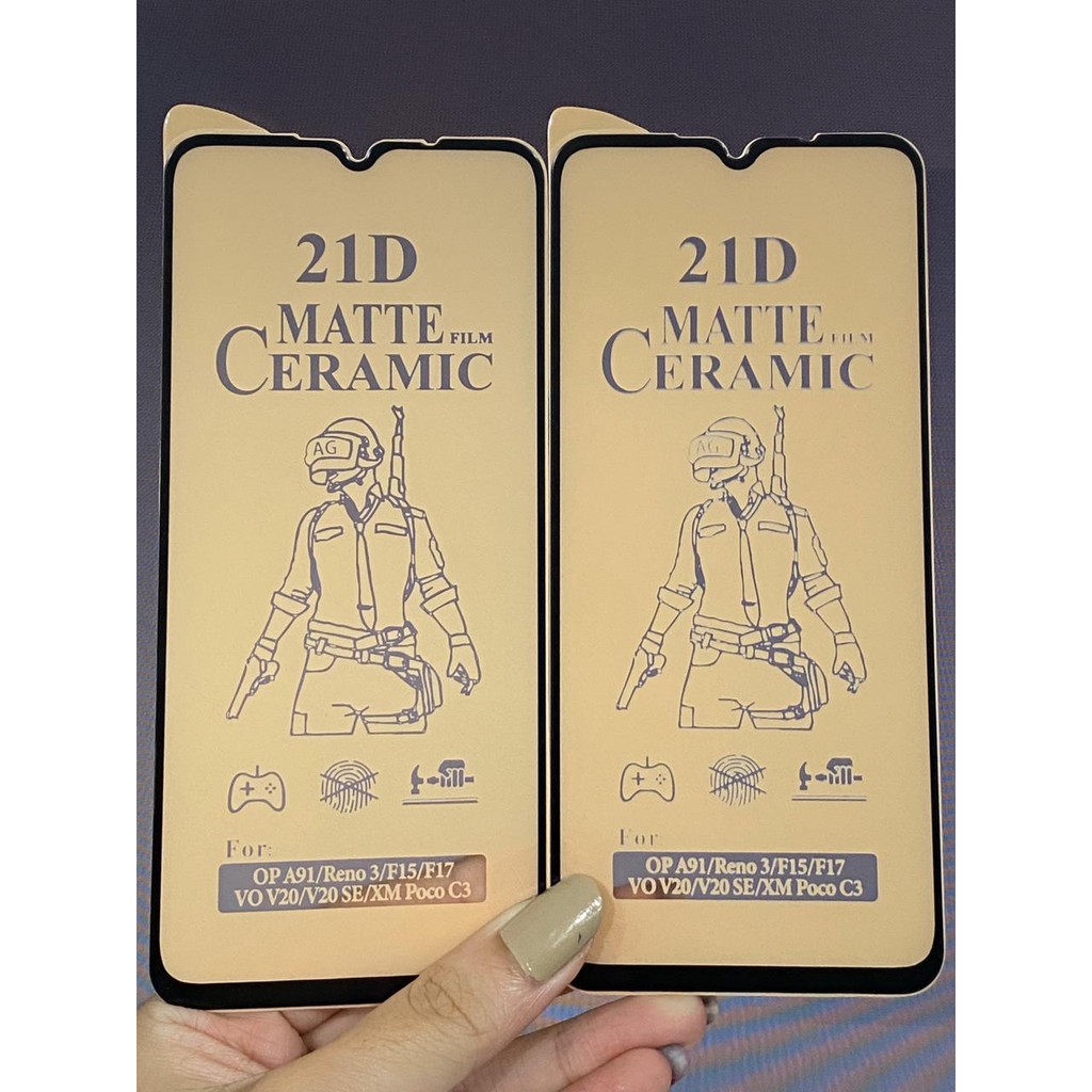 OPPO RENO 3 A91 V20 V20 SE TEMPERED GLASS 21D Ceramic Matte Screen Guard Anti Radiasi Full Cover