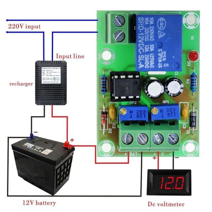 Module Charger Batterai Accu modul Cas Otomatis Aki 12V DC Adjustable