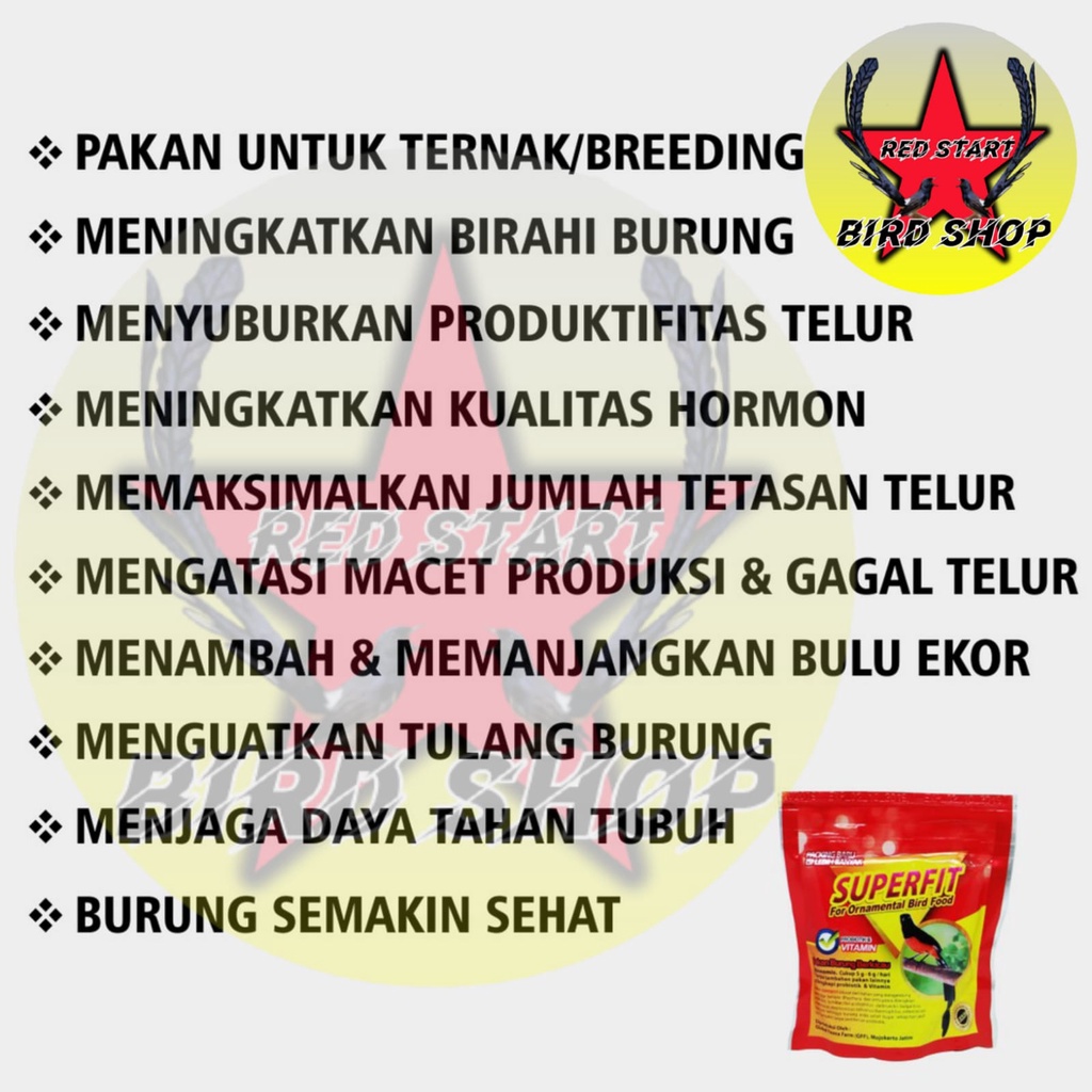 SUPERFIT GOLD &amp; RED HIGH PROTEIN MAKANAN HARIAN BURUNG MURAI KACER CIBLEK CUCAK IJO DLL