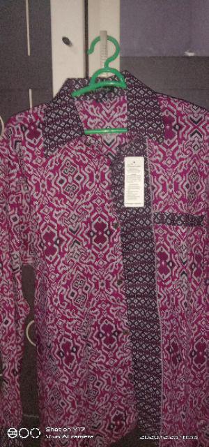 Batik Danabrata Motif Songket Merah Kode 030 Kemeja Batik Lengan Panjang Size M L Xl Xxl