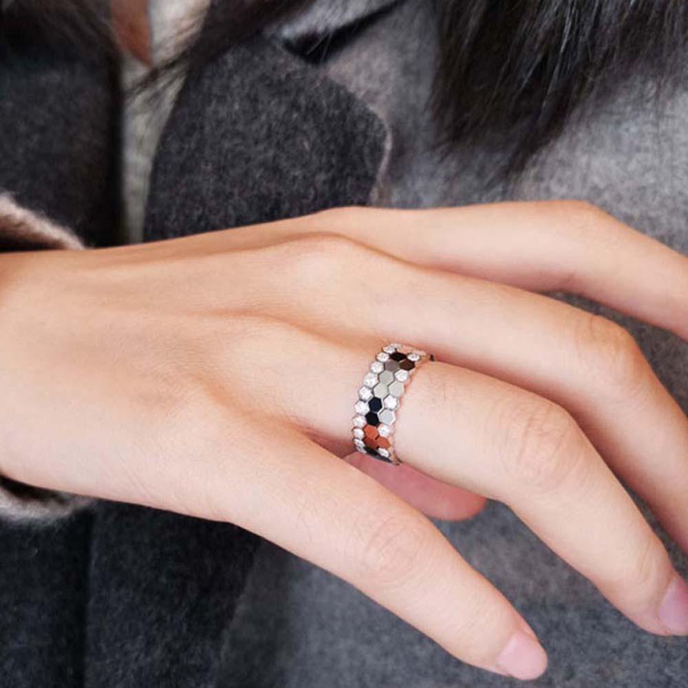 Mxbeauty Cincin Sarang Lebah Korea Romantis Geometri Hias Berlian Imitasi Untuk Pria Fashion Perhiasan