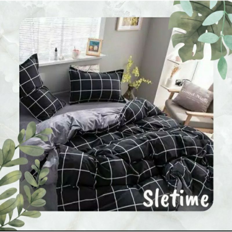 Bedcover set Sprei  AESTHETIC KOREA STYLE Motif Kotak (DOUBLE BED)