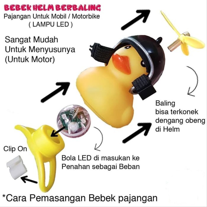 MAINAN PAJANGAN BONEKA BEBEK BALING-BALING LED - PAJANGAN MOBIL / MOTOR LED