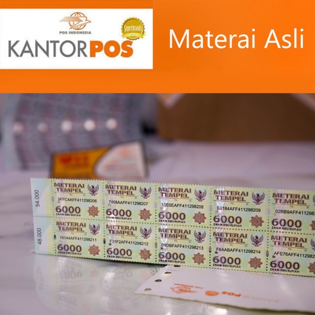 ASLI Materai Rp. 6000 Pos Indonesia Kantor legal enam ribu rupiah