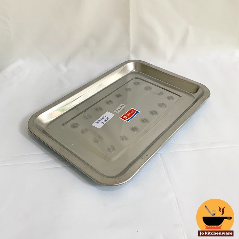 Nampan / baki segi stainless ceper sakura tebal / 32x22x2 cm