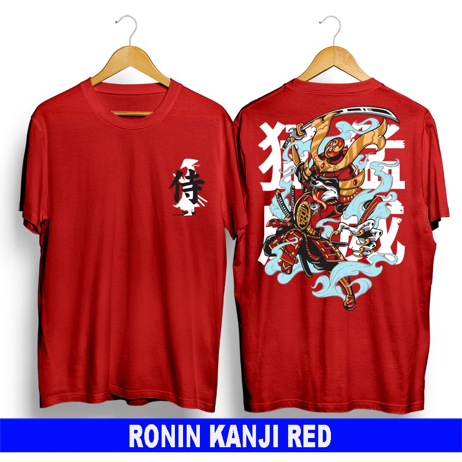 Promo Kaos Distro Kaos Pria Kaso Terkini Kaos Jepang Kaos Ronin Kanji Red X Plus Shopee Indonesia
