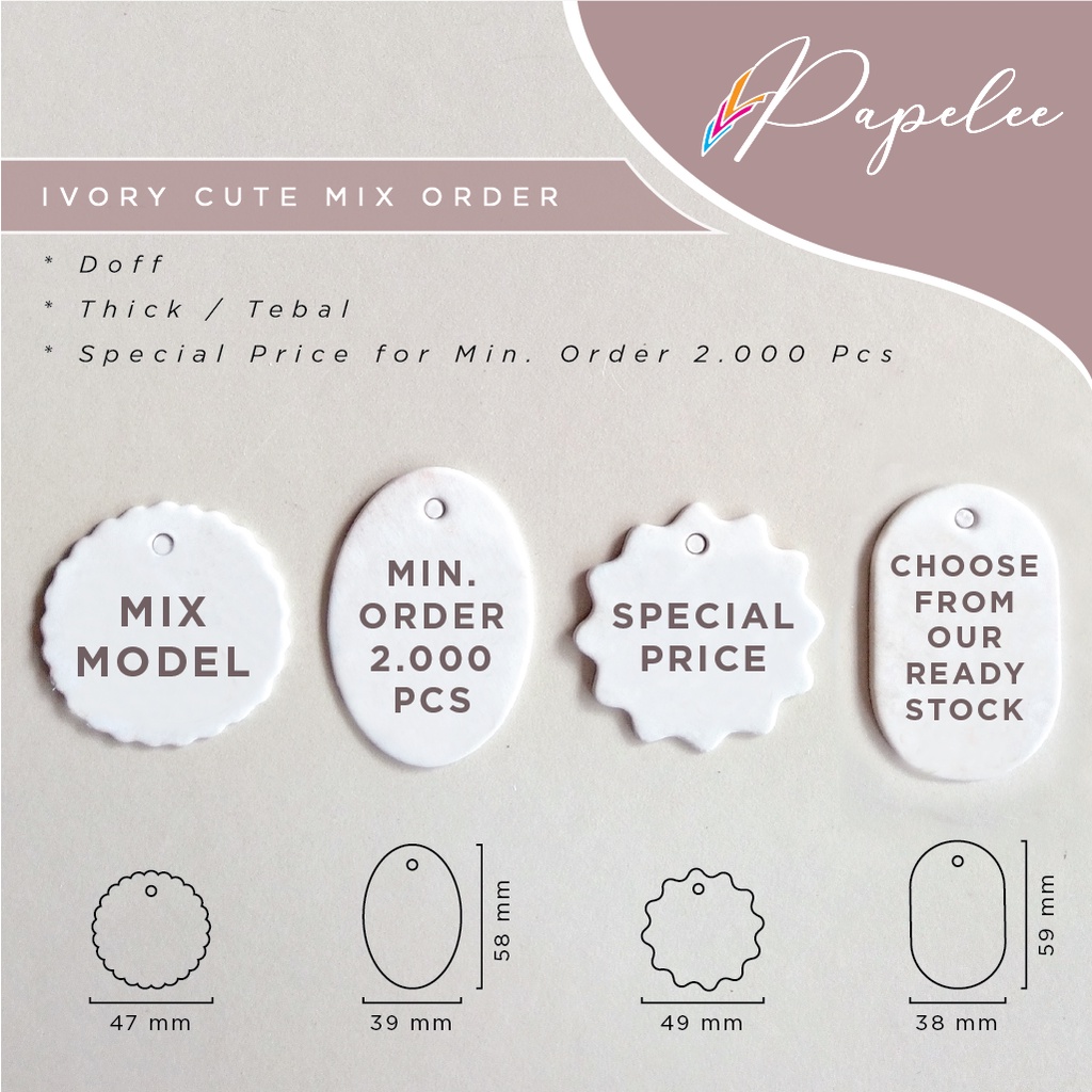 

Ivory Cute Tag Tebal Mix Order / Tag Hampers