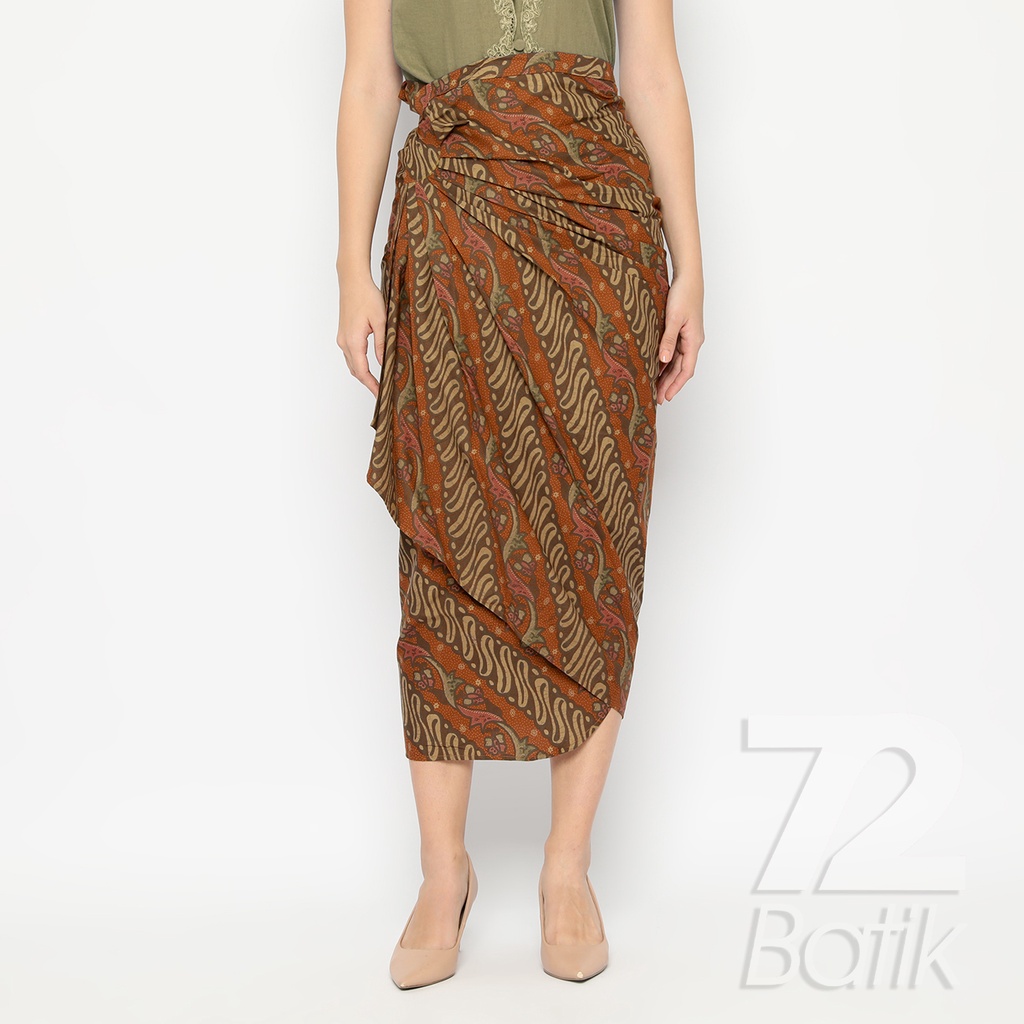 ROK BATIK SPAN Skirt Lilit Kebaya Instan Modern Wanita Motif Parang Warna Orange 721034 CAP 72 - Rok Batik Lilit Bawahan Skirt Kamen Kebaya Songket Batik Panjang Plisket Span Instan Jadi Bali Lembaran Premium Modern Untuk Wanita Kondangan