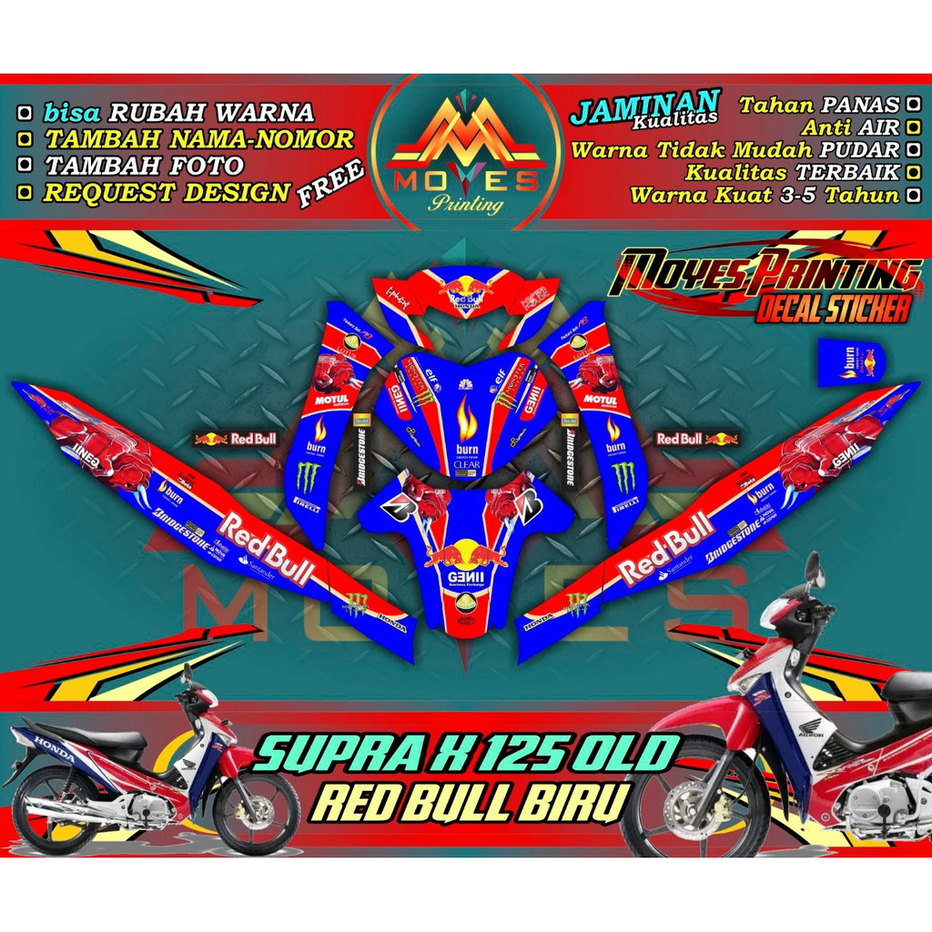 Decal Stiker Supra X 125 old Stiker Motor Supra X 125 Fullbody Decal Stiker Supra X Vareasi Red Bull