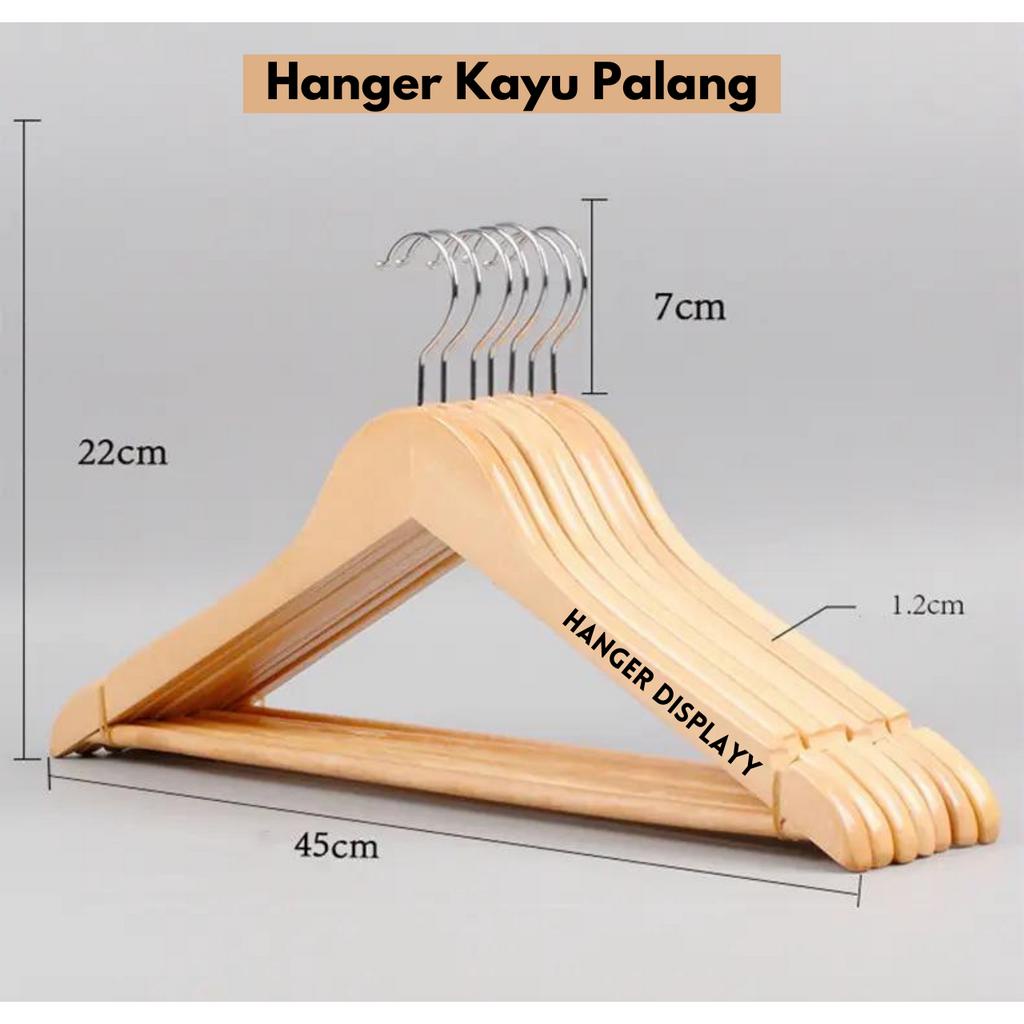 Hanger Kayu Palang Dewasa (Wood) Warna Natural Gantungan Baju