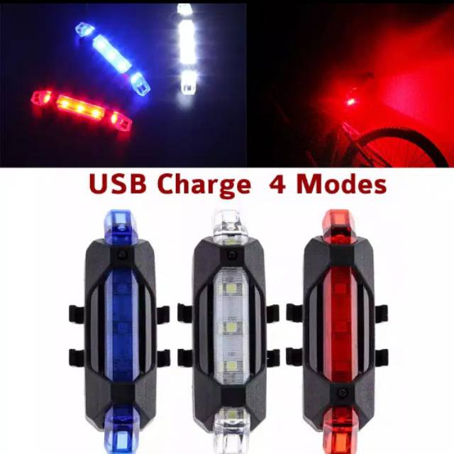 Lampu Belakang Sepeda LED USB Rechargeable Anti Air