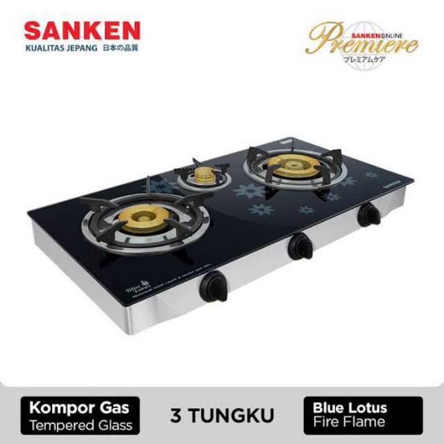 Sanken Kompor Gas Kaca 3 Tungku Tempered Glass Sg 533fs Shopee Indonesia