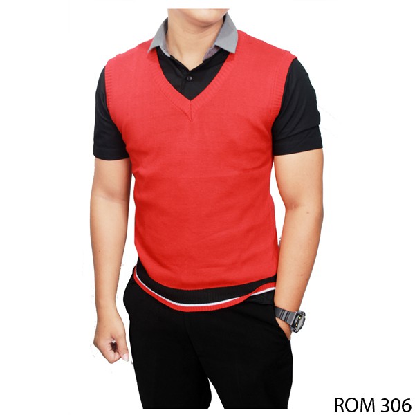 Men Vest Style Rajut Merah – ROM 306