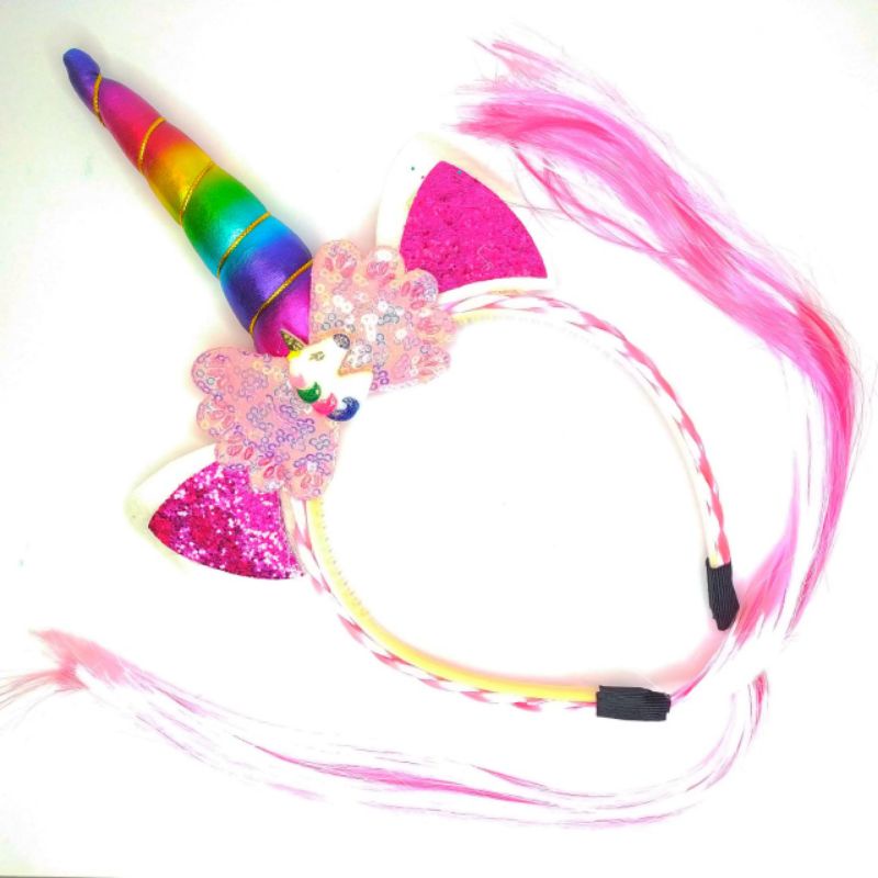 Bando Unicorn poni rambut kepang Aksesoris rambut Anak Perempuan Bando Korea Unicorn Kepang Rainbow