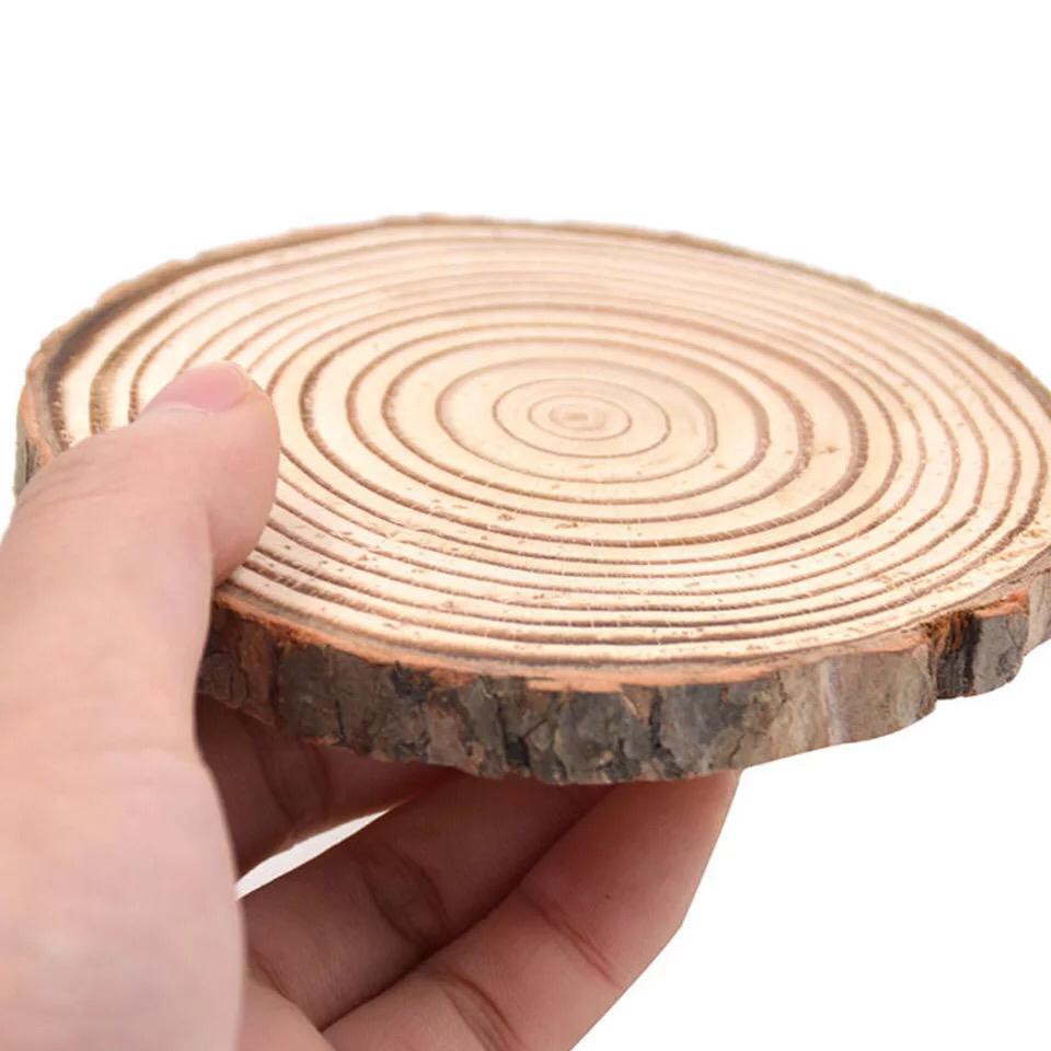 wooden slice coaster / tatakan alas kayu gelas cangkir mangkuk piring / coasters potongan kayu alami