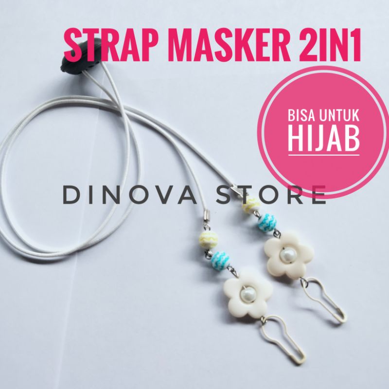 Strap masker 2in1 MUTIARA WARNA/konektor masker 2in1/tali masker/