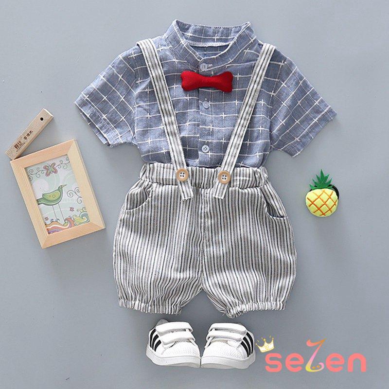 Set 2Pcs Baju Atasan Motif Garis  Garis  dan Celana  Bahan 